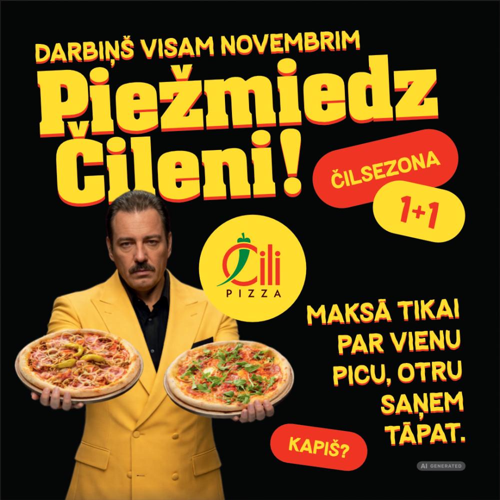 🍕+🍕=🧡 Piežmiedz Čileni! Pērc vienu 30cm picu – otru saņem par brīvu.