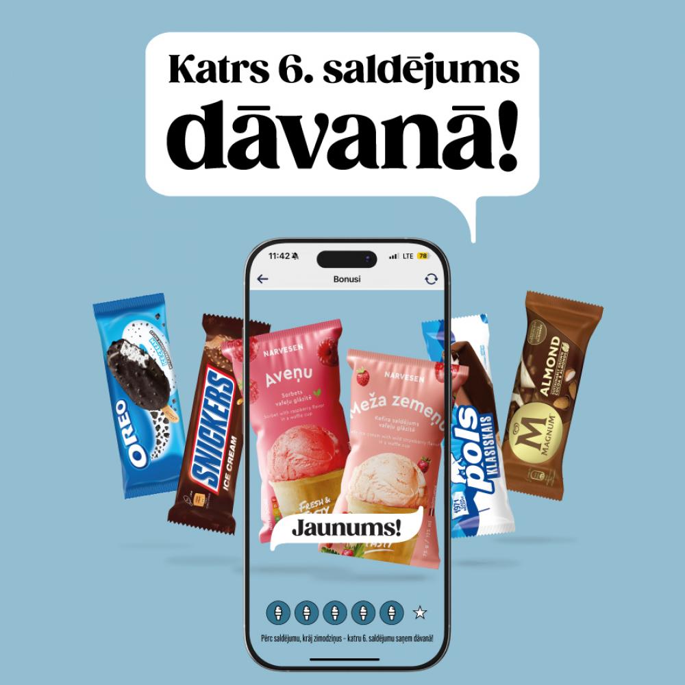 Katrs sestais saldējums – īpaši saldāks, jo par brīvu! Katrs sestais saldējums – īpaši saldāks, jo par brīvu!