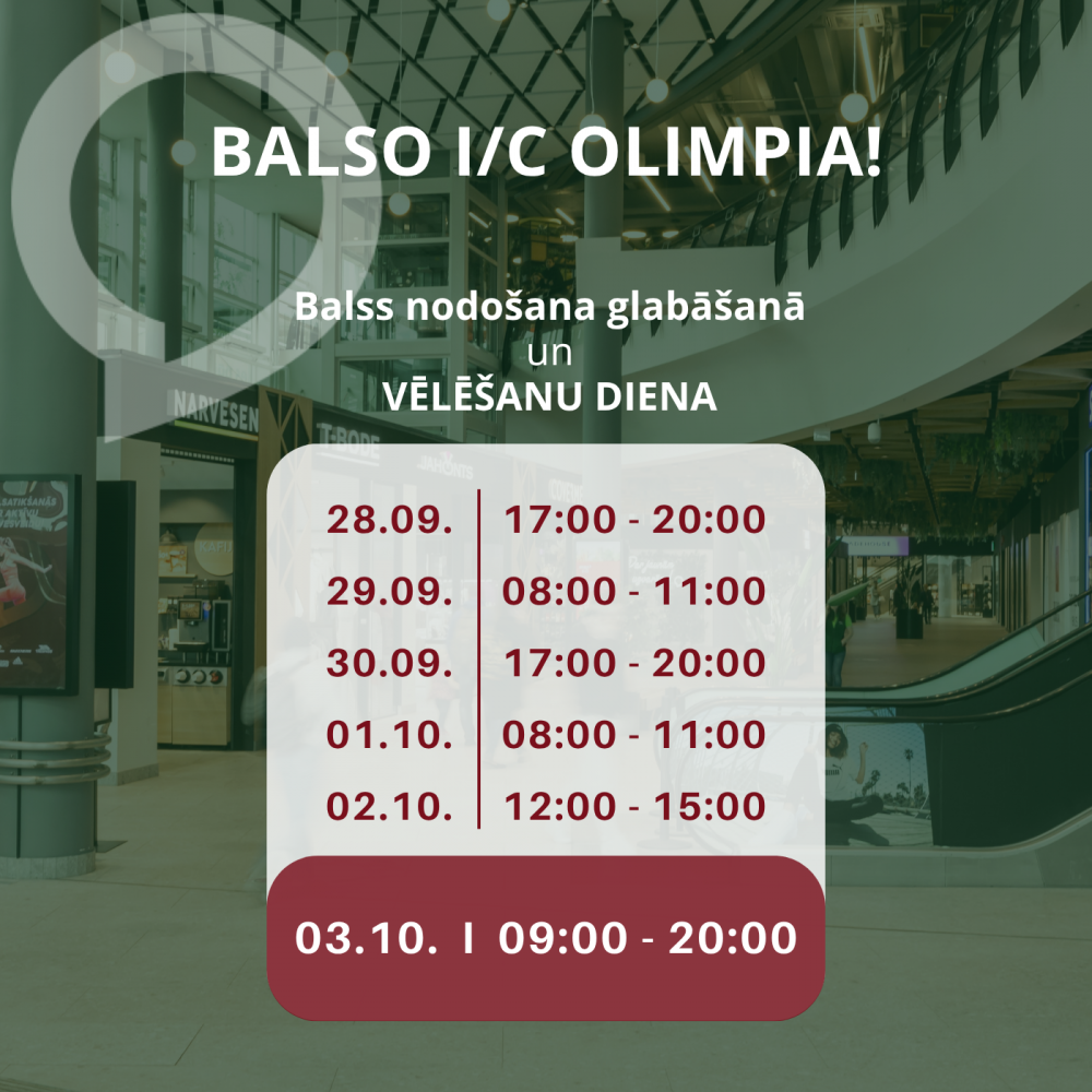 IC "Olimpia" atvērts Saeimas vēlēšanu iecirknis! 🗳️