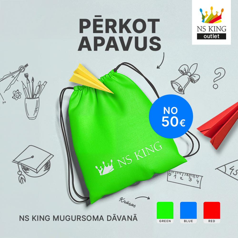 Veicot pirkumu par vismaz 50 EUR, dāvanā saņemsi NS KING sportisko mugursomu 🎒