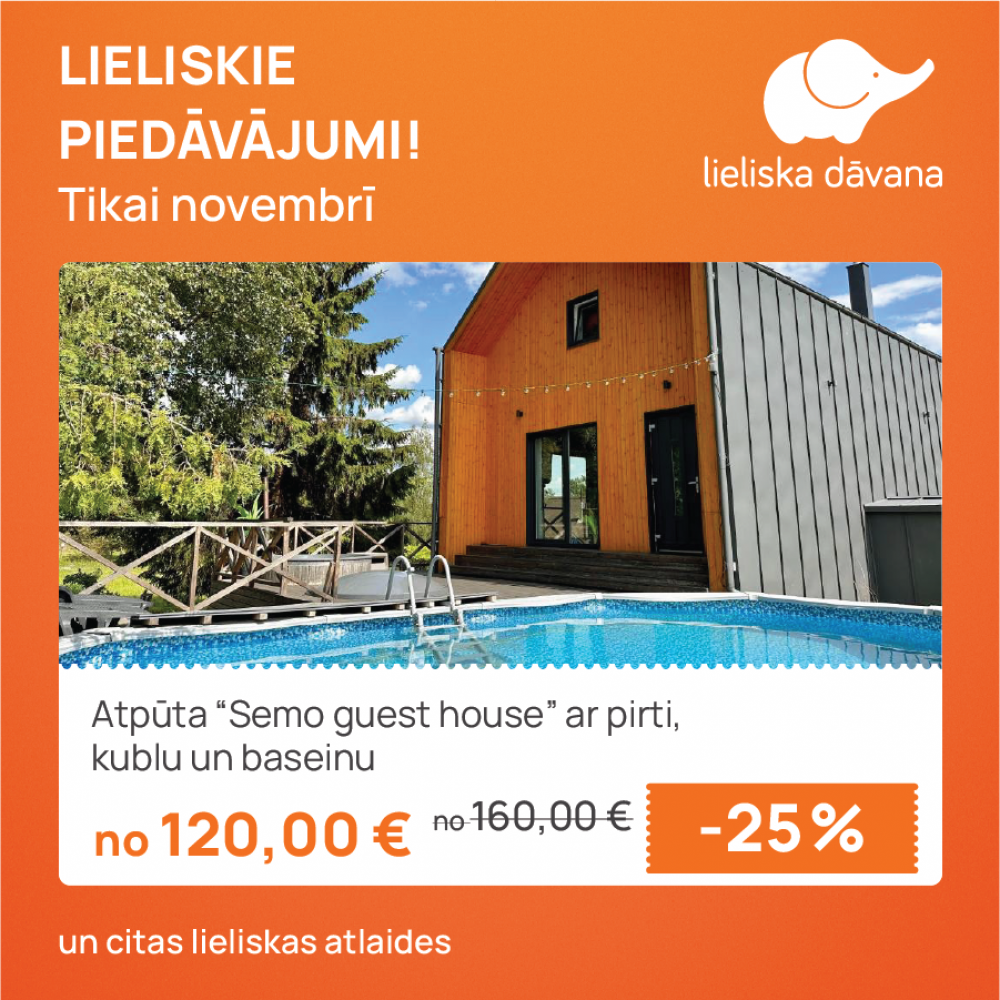 Lieliskie% – novembra izdevīgākie atlaižu piedāvājumi no “Lieliska dāvana”!