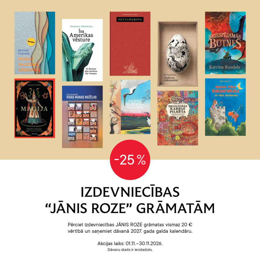 Novembra lasītprieks! Izdevniecības JĀNIS ROZE grāmatām 25% atlaide un dāvana iepērkoties! 📖
