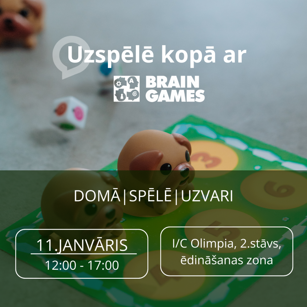 Nezini, ko darīt svētdien? 🎲 Mums ir lielisks plāns - galda spēļu pēcpusdiena kopā ar Brain Games i/c Olimpia! 🤩