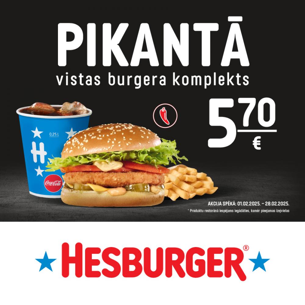 Pikantā vistas burgera komplekts 5,70 EUR!