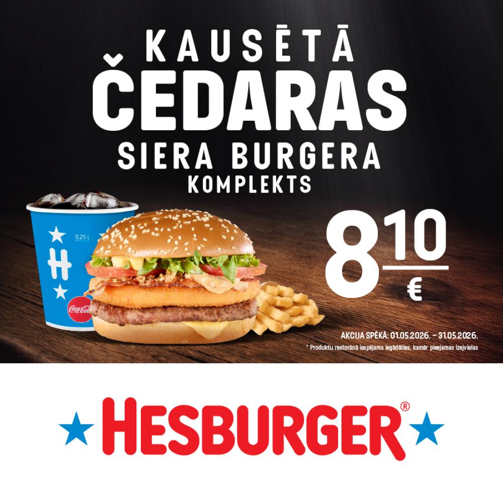 🤩 Izmanto iespēju! Hesburger restorānā MAIJĀ nogaršo Kausētā Čedaras siera burgeru!