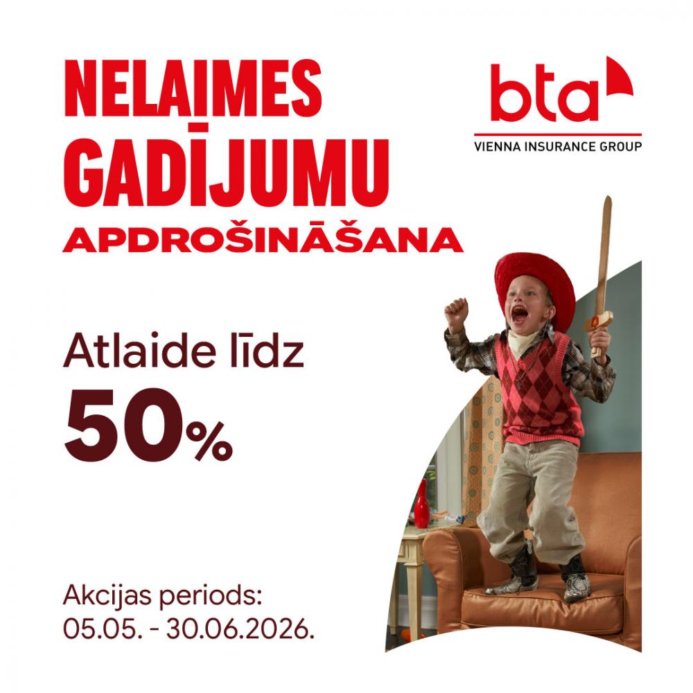 BTA jūnija piedāvājums! ⚠️ Iegādājies nelaimes gadījumu apdrošināšanu līdz pat 50% lētāk!