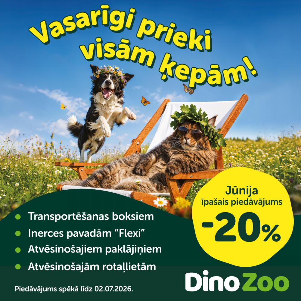 🐕 Jūnijā izmanto 20% atlaidi tieši vasarā vajadzīgām mīluļu precēm 🐈