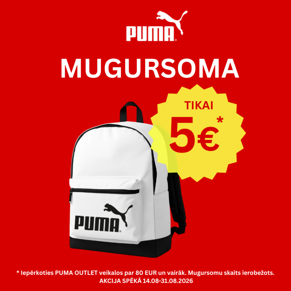 😎 Iepērcies gudri - PUMA mugursomu tikai par 5 EUR pie pirkuma no 80 EUR 🎒