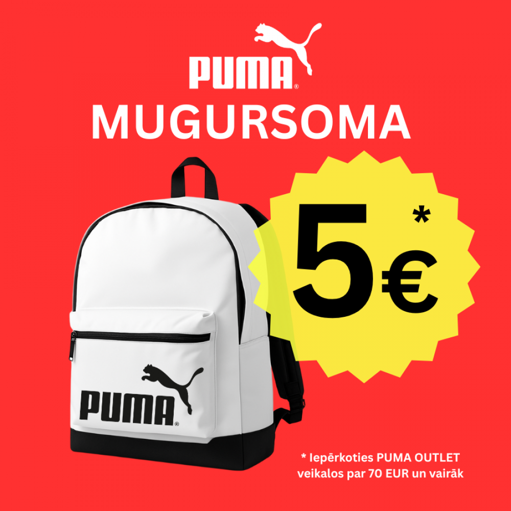Backpack 5 EUR, when you buy in PUMA outlet store for 70 EUR or more. Backpack 5 EUR, when you buy in PUMA outlet store for 70 EUR or more.