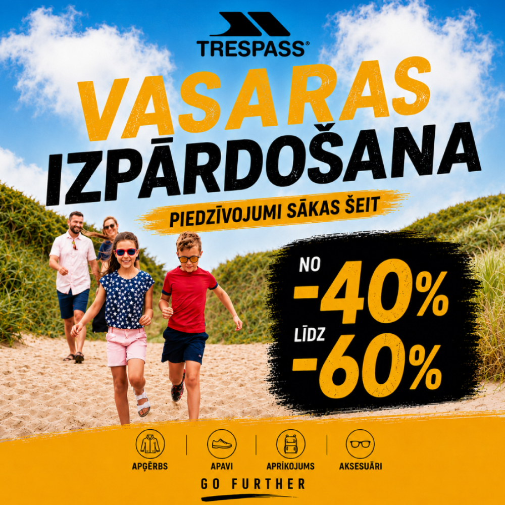 🌤️ Vasaras IZPĀRDOŠANA! Atlaides 40%-60%. Viss piedzīvojumiem dabā.