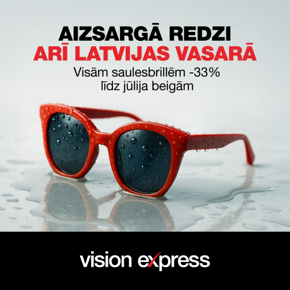 Atlaide visām saulesbrillēm līdz jūlija beigām Atlaide visām saulesbrillēm līdz jūlija beigām