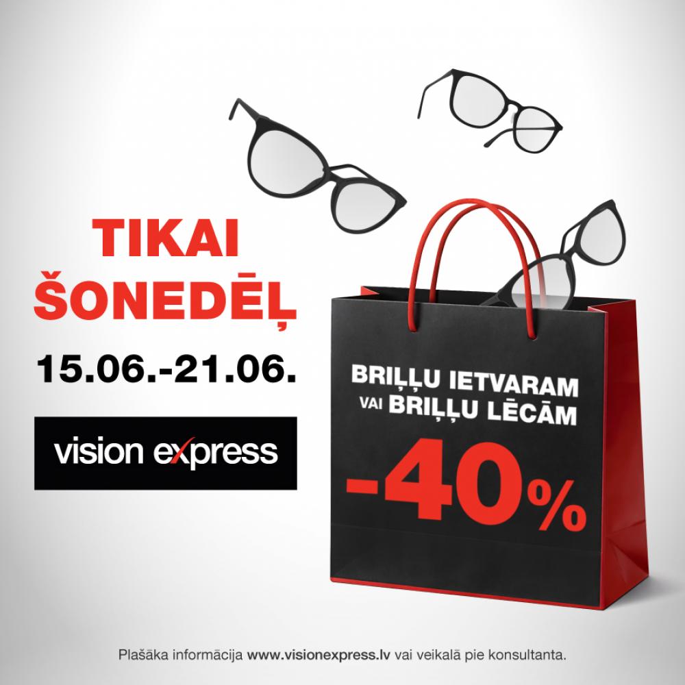 ☀️ Tikai šonedēļ īpaši izdevīgs piedāvājums -40% atlaide  briļļu ietvaram vai briļļu lēcām!