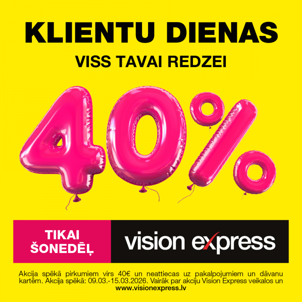 Tikai šonedēļ 40% atlaide pirkumiem virs 40 EUR!
