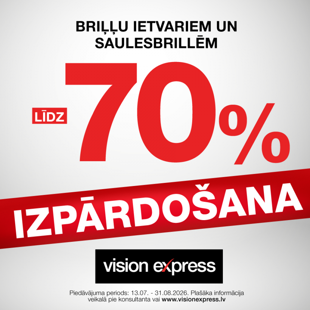 🕶️ Atlaides līdz 70% briļļu ietvariem un saulesbrillēm! 👓
