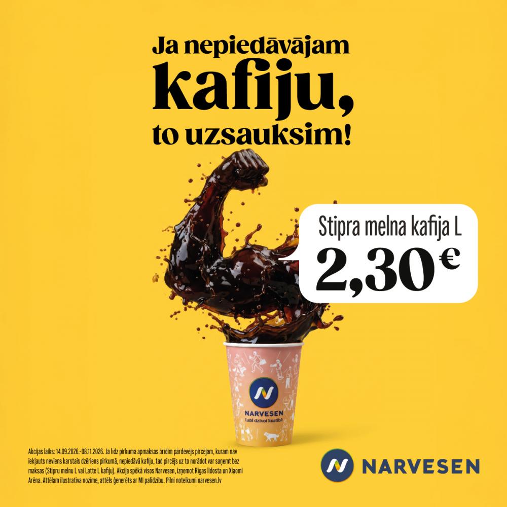 ‼️ Izmanto iespēju! Narvesen akcija “Ja nepiedāvājam kafiju – to uzsauksim!” ☕