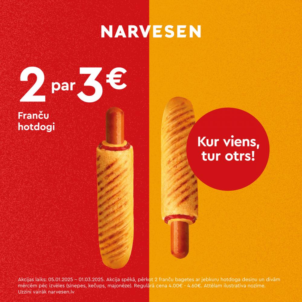 Kur viens, tur otrs – divi franču hotdogi par 3 eiro!