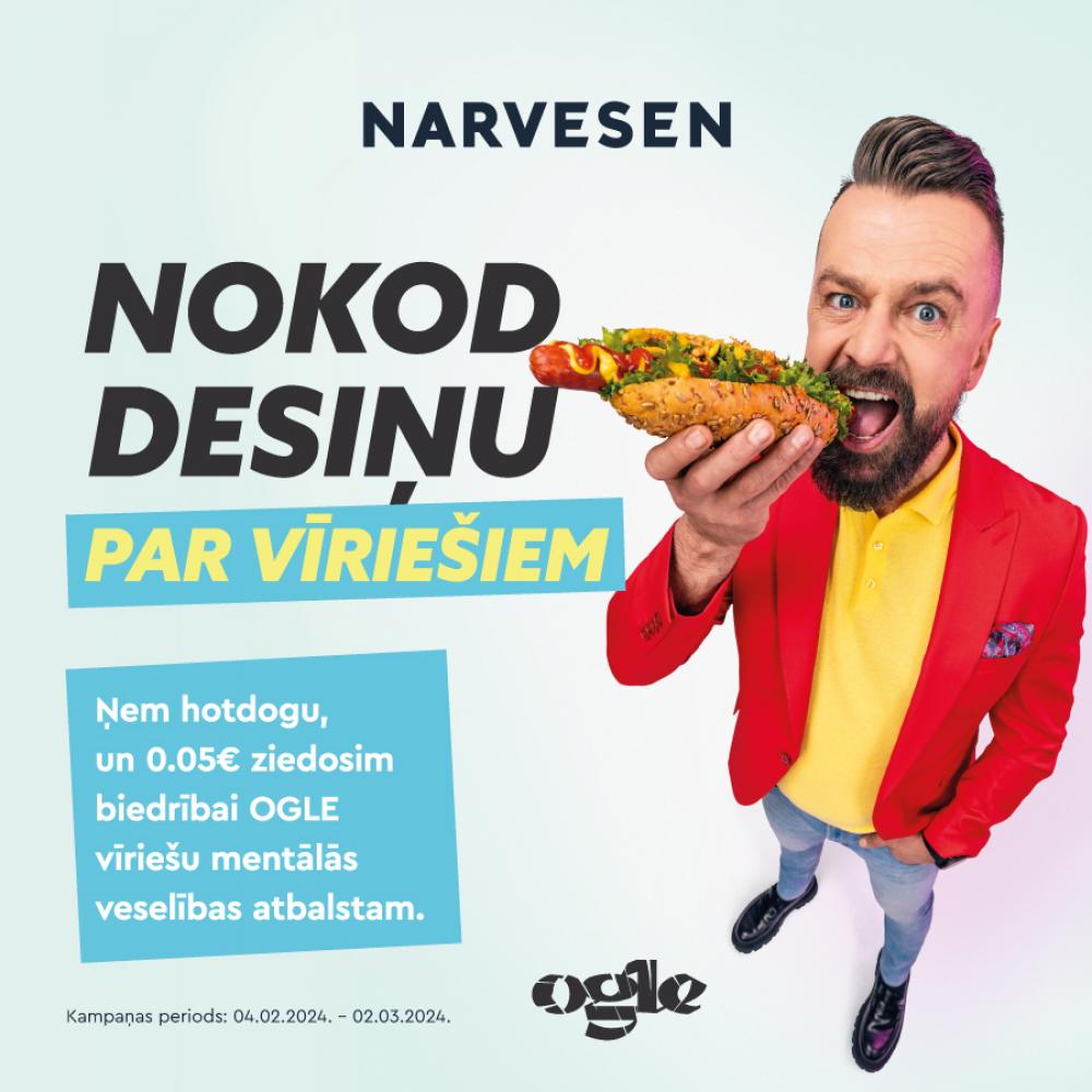 Par katru Narvesen hotdogu, kas nopirkts līdz 2. martam, ziedosim 0.05€ vīriešu mentālajai veselībai