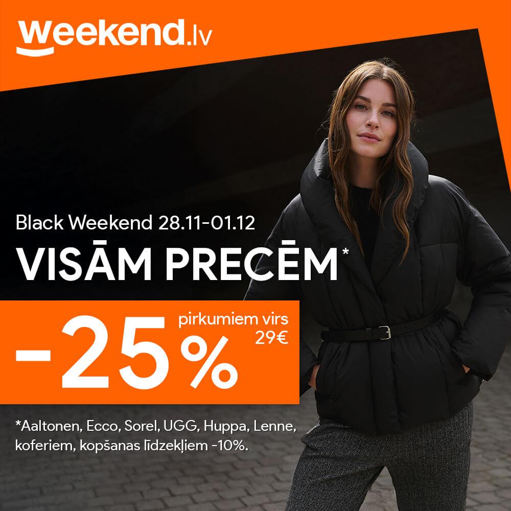 MELNĀ NEDĒĻAS NOGALE: VISĀM PRECĒM -25% atlaide pirkumiem virs 29 €!