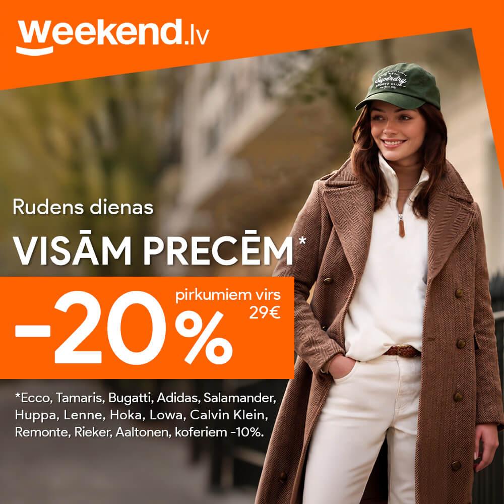 🍂 Rudens dienas tikai nedēļu! Teju visām precēm atlaide 20% pie pirkuma no 29 EUR.